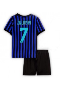 Inter Milan Piotr Zielinski #7 Jalkapallovaatteet Lasten Kotipeliasu 2025-26 Lyhythihainen (+ Lyhyet housut)